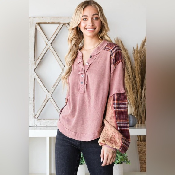 NWT: Oli & Hali Fabric Mixed Long Sleeve Top - Picture 4 of 6